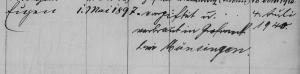 Familienregister Ingoldingen, Band 2, Fol. 4., katholisch Nachtrag im Familienregister: "Vergiftet u. verbrannt in Grafeneck bei Münsingen"